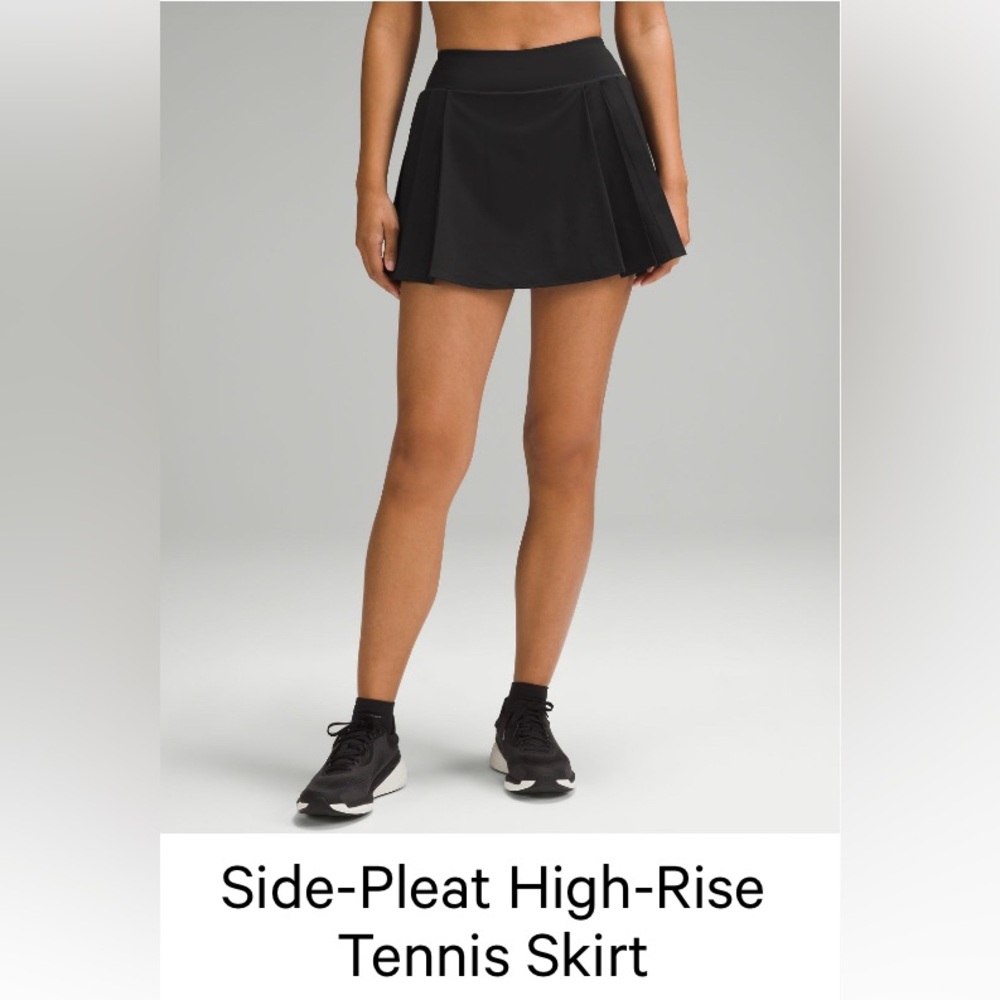 Lululemon Side Pleat High-Rise Black Tennis Skirt